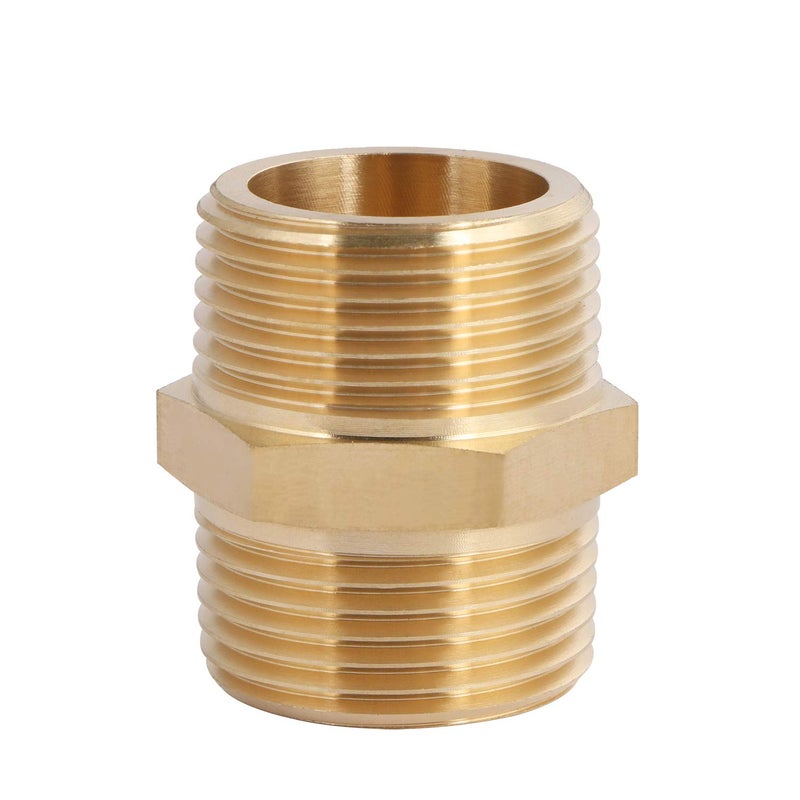 U.S. Solid Brass Pipe Fitting, Hex Nipple, 1" x 1" NPT Male Pipe Adapter - Image 1